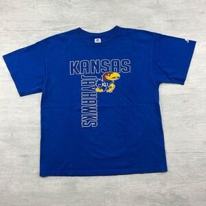 Vintage Russell Athletic Kansas Jayhawks Shirt Size Large Blue NCAA University